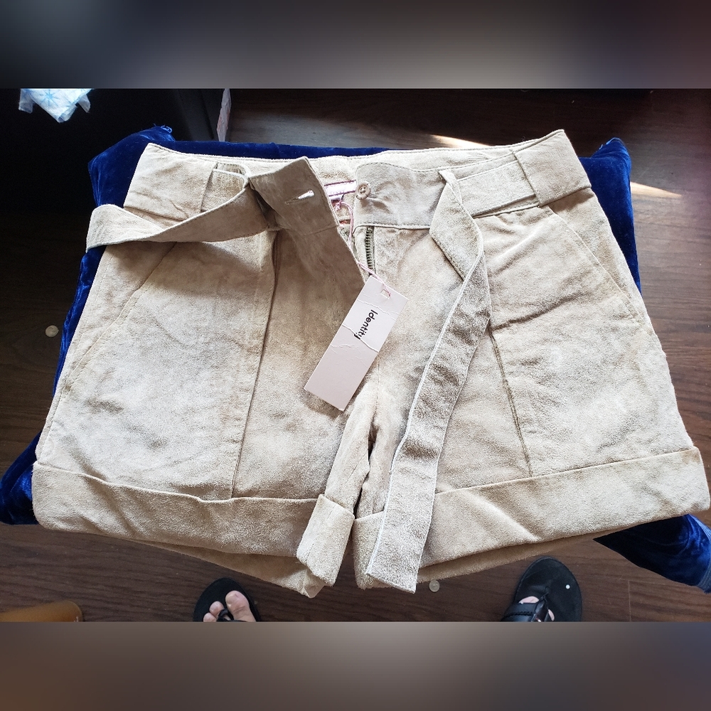 Identity suede shorts